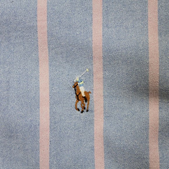 Polo Ralph Lauren Blue Pink Long Sleeve Stripe Button Front Mens Shirt sz M - Picture 2 of 4